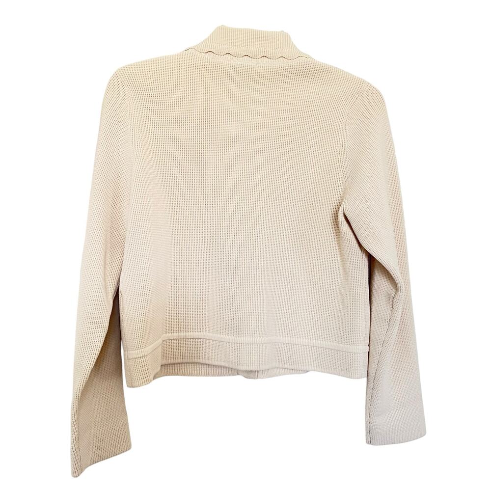 Sandro Paco Cream Waffle Knit Collared Button Front Cardigan Sweater Jacket - Picture 5 of 12